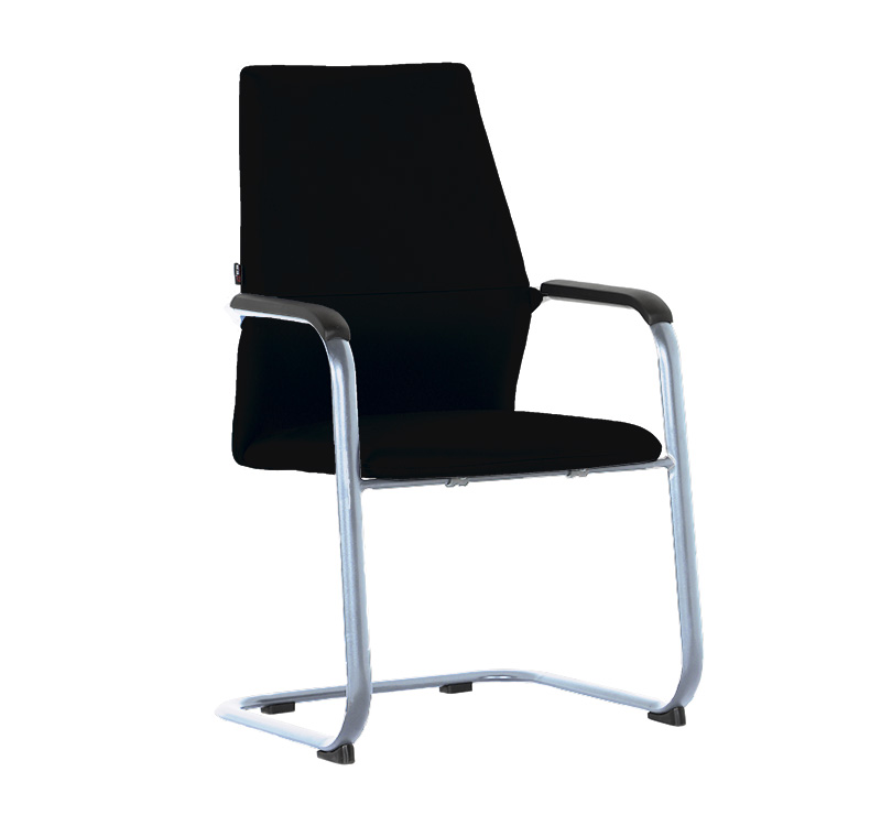Conferentiestoel Serie 125, chroom slede frame, zwart stof