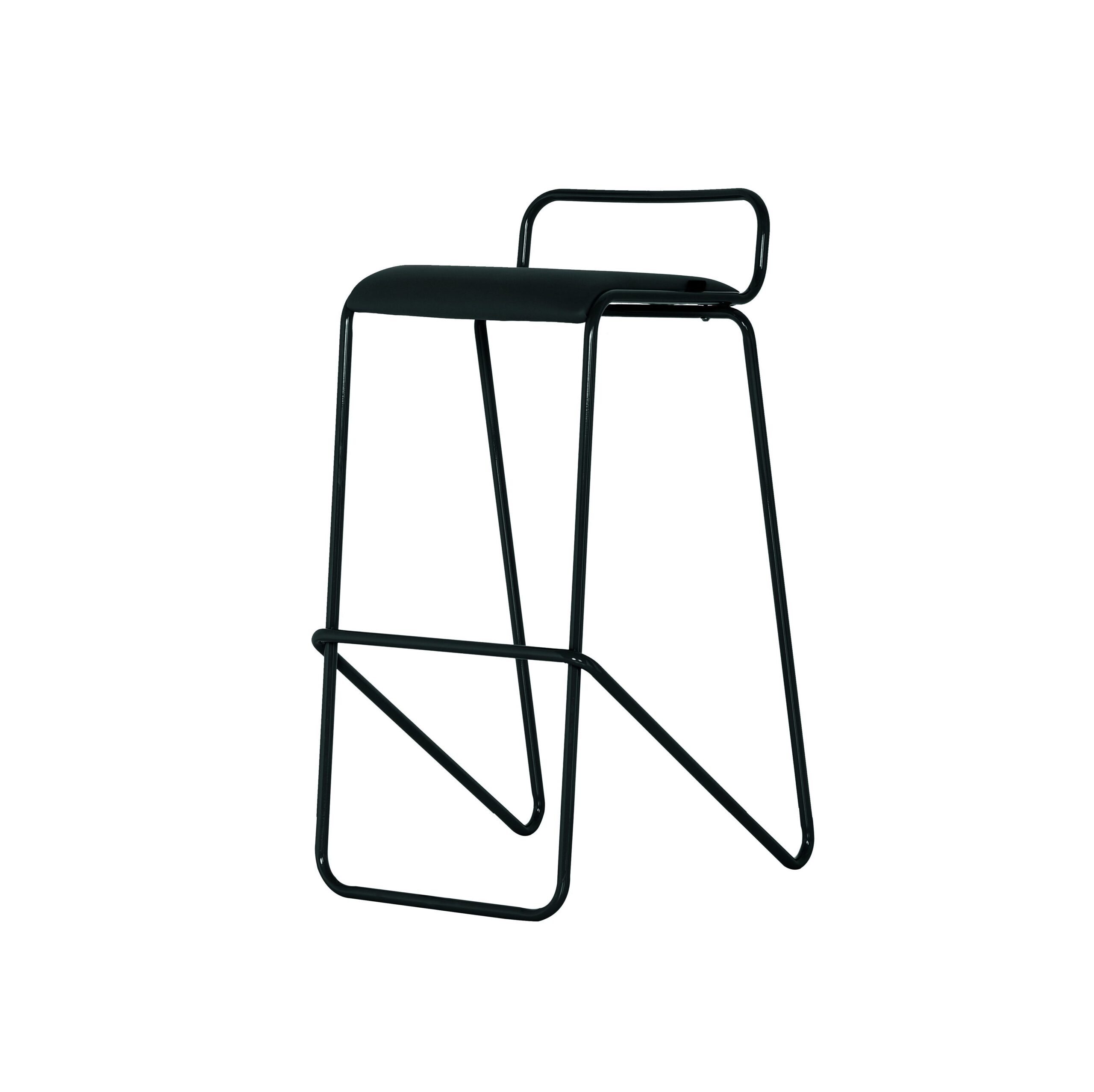 Serie 126 Barkruk, zwart onderstel, antraciet stof zitting