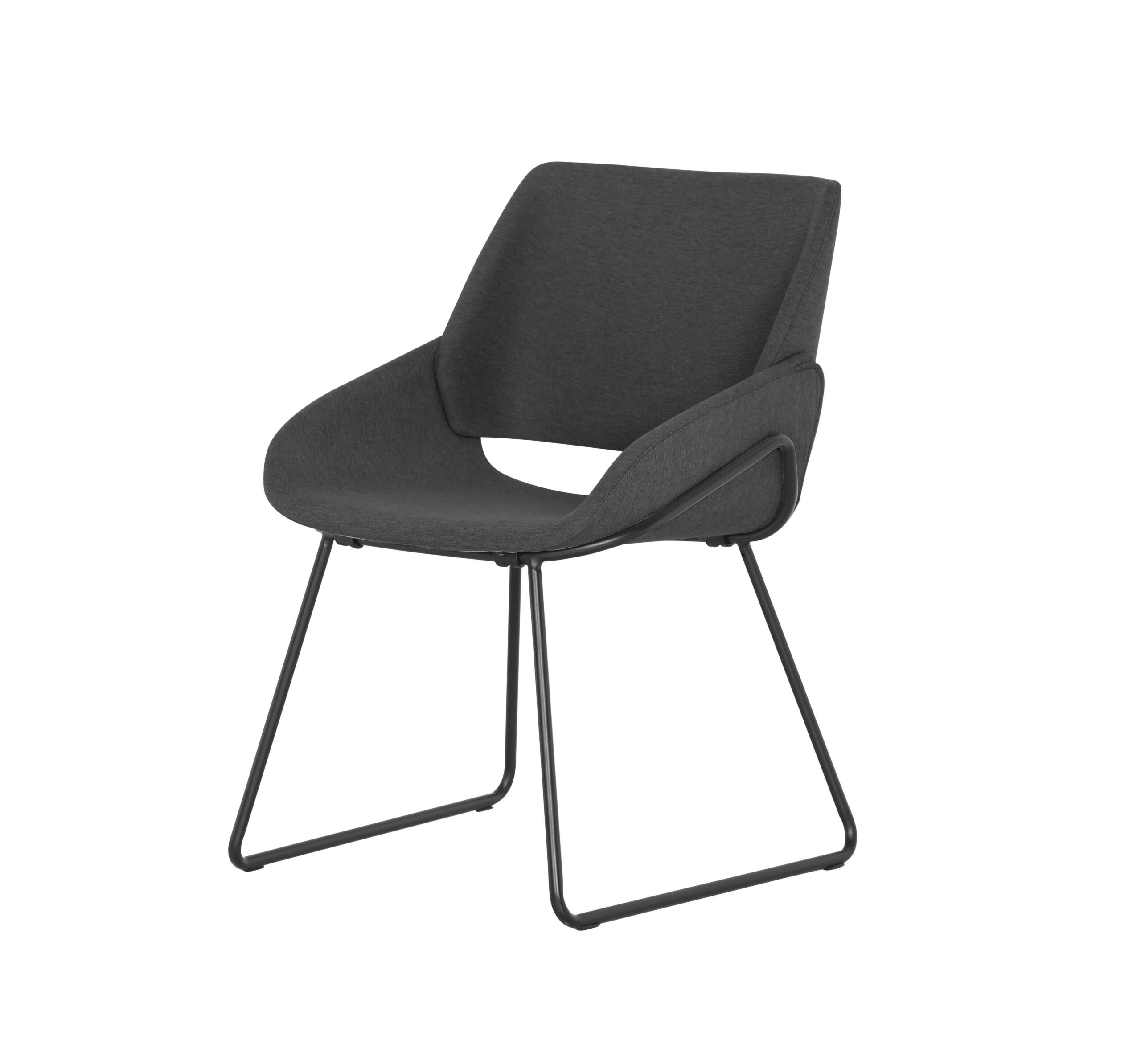 Conferentiestoel Serie 128, zwart slede frame, antraciet stof