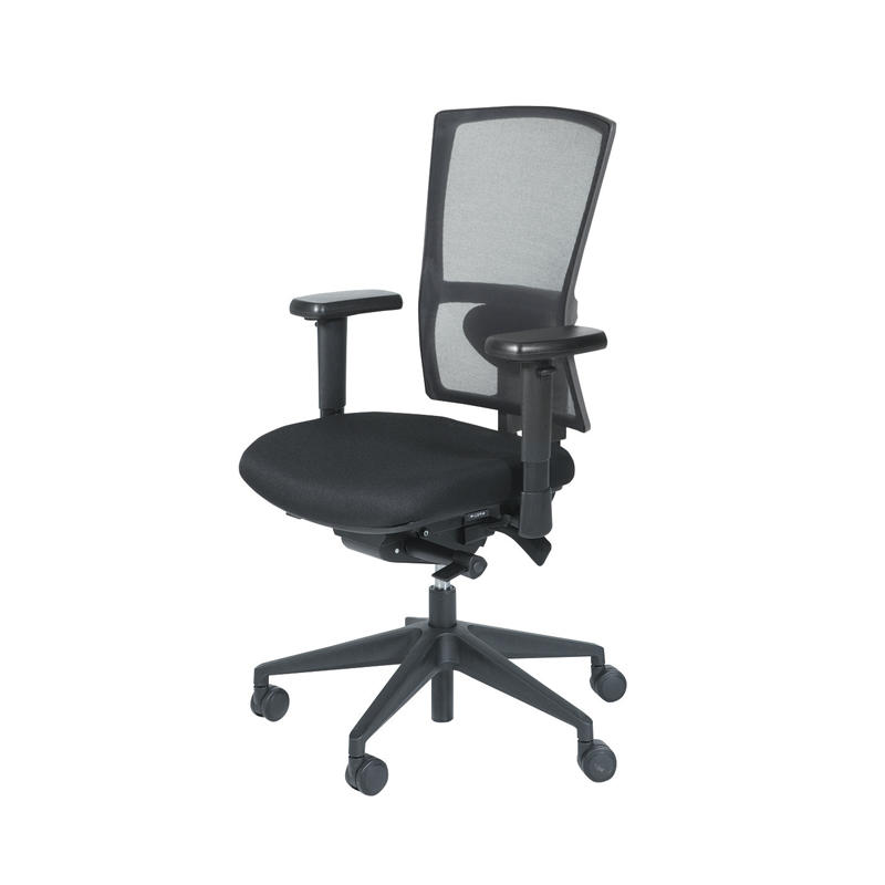 Bureaustoel serie 400 NPR, zwart onderstel, zwart stof zitting, zwart mesh rugleuning