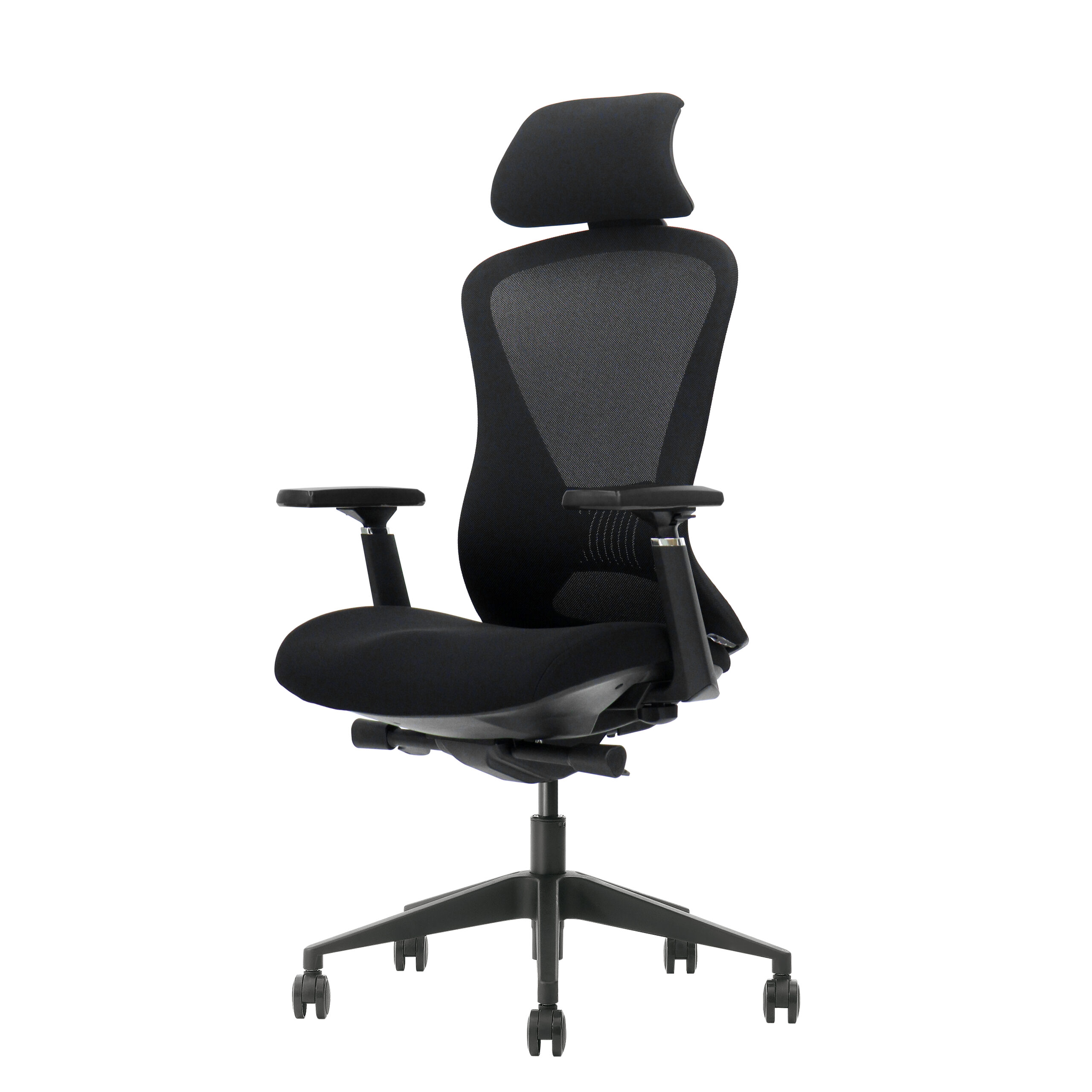 Bureaustoel Serie 600 NEN, zwart onderstel, zwart stof zitting, zwart mesh rugleuning