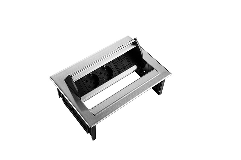 FLX Powerdock 2 x 230V + 1 x Keystone, rvs