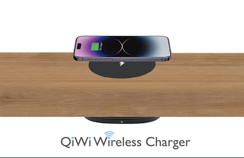 QiWi wireless charger voor montage onder bureaublad, bladdikte 20-50 mm