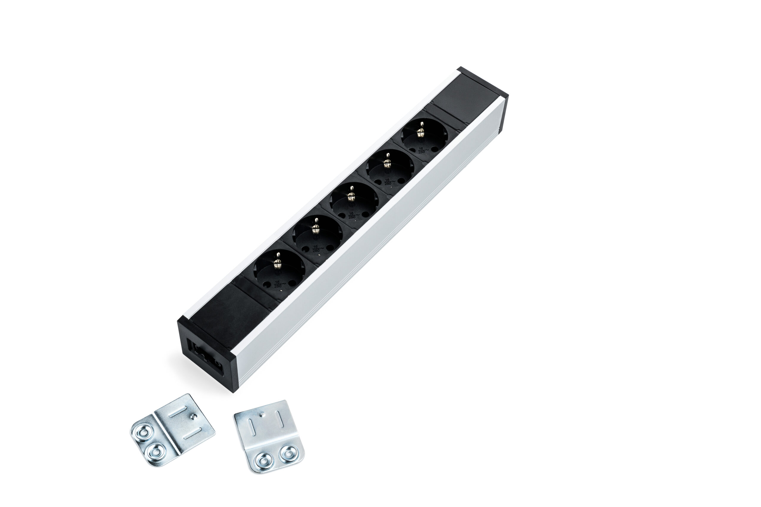 Contactdoos 5 x 230V, zwart/aluminium
