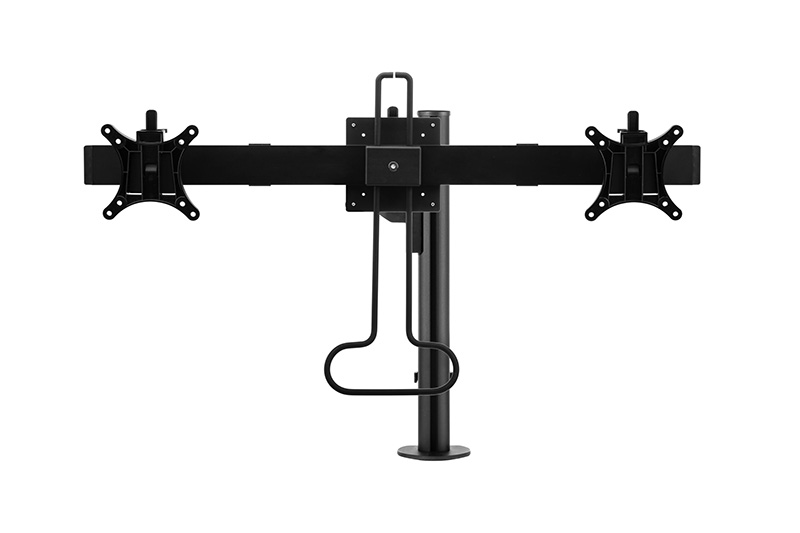 FGLX monitorarm dubbel met crossbar, kleur: wit, crossbar: zwart