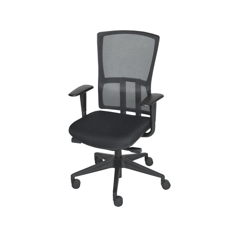 Bureaustoel Serie 300 NEN, zwart onderstel, zwart stof zitting, zwart mesh rugleuning